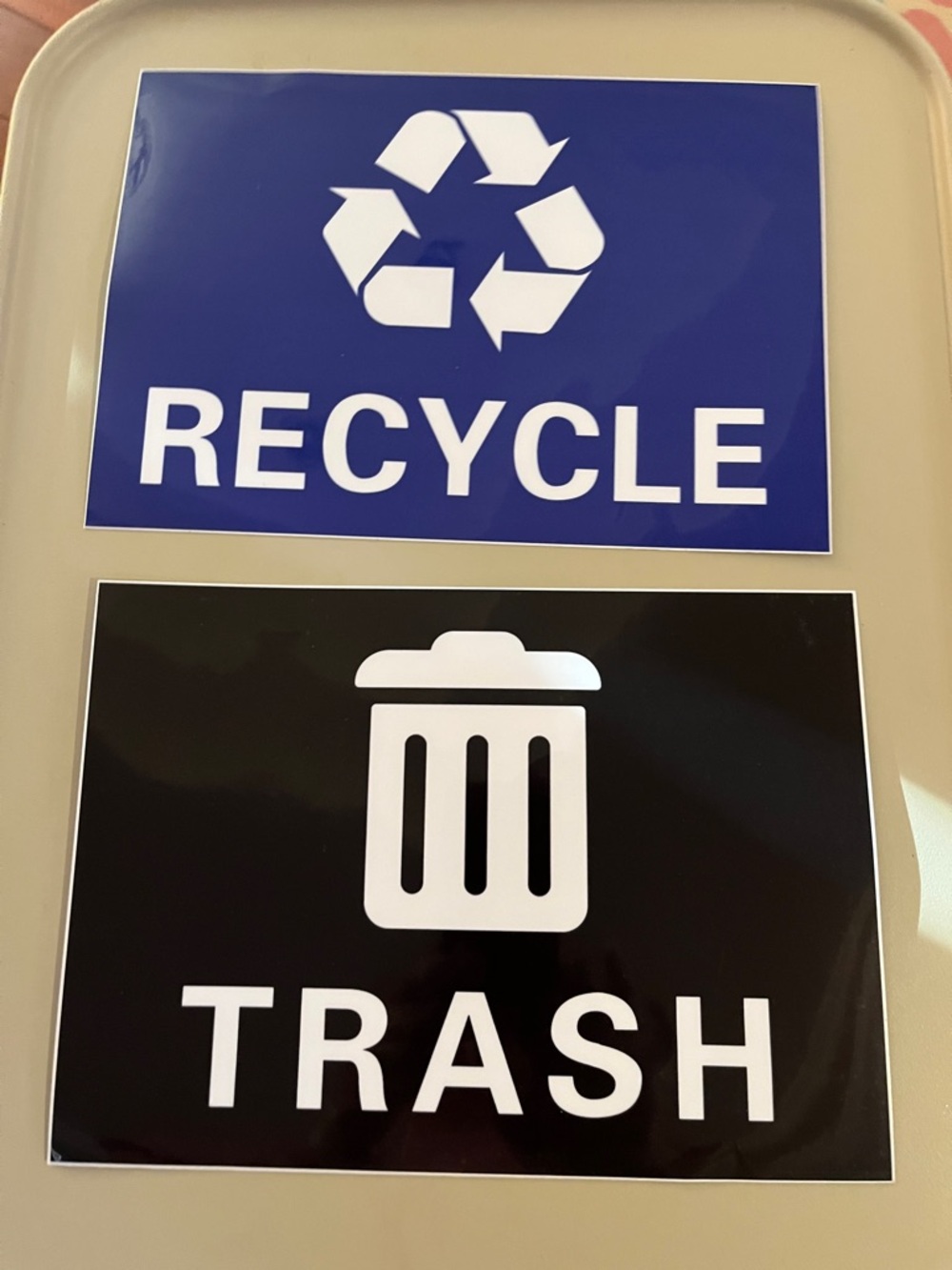 Black Trash Sticker with White Icon and Text new set